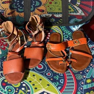 Orange Leather Sandals